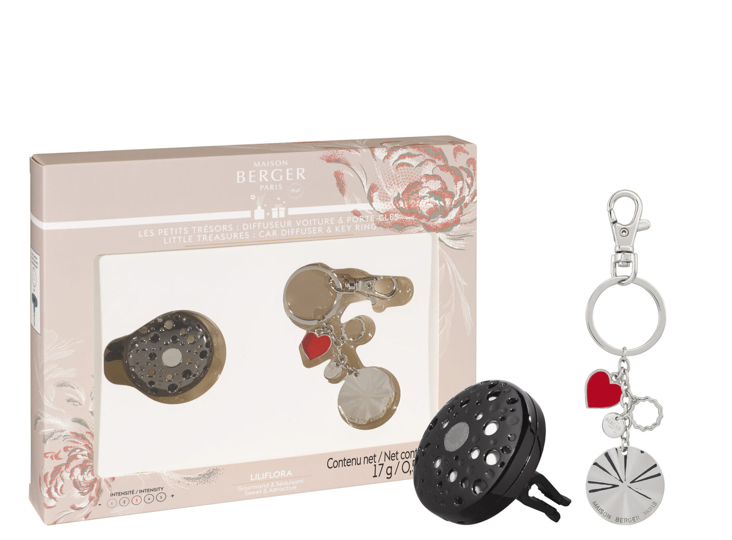 Duo set autoparfum incl. Sleutelornament gun metal β Liliflora