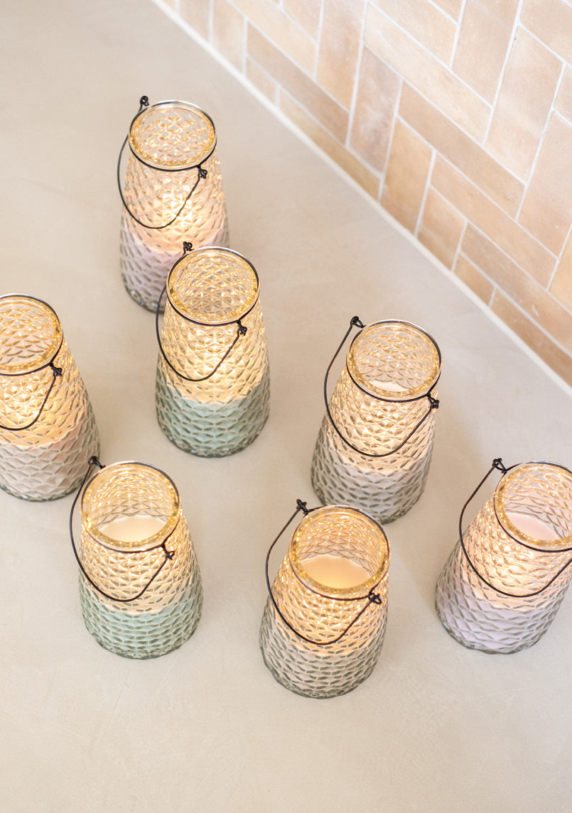 HS Buitenkaars in glas zacht roze