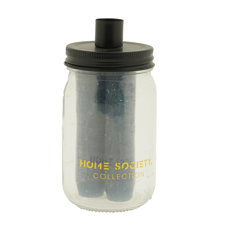 Home society, kaars pot mason blauw