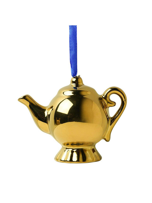 Heinen delftsblauw ornament theepotje goud