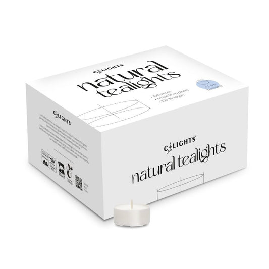 C-lights natuurlijke theelichten | 100 stuks | Vegan | 6 branduren