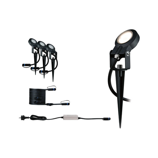 Plug & Shine LED-tuinspots Sting Basisset IP67 3000K 3x6,4W 75VA Antraciet
