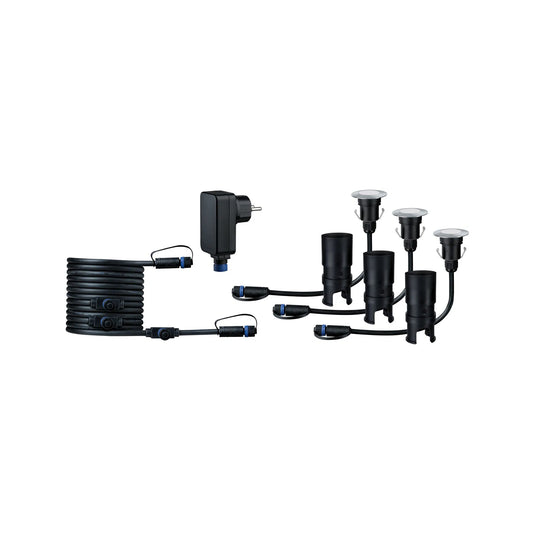 Plug & Shine LED-grondinbouwlamp Floor Mini Basisset IP67 3000K 3x2,5W 21VA Zilver