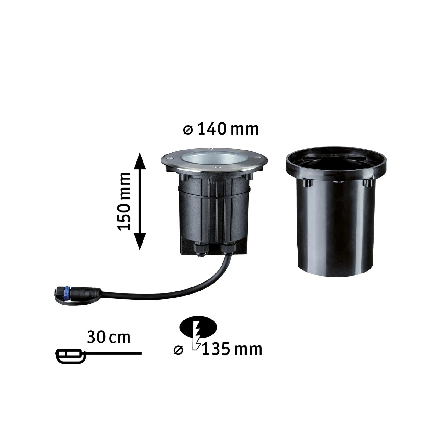 Plug & Shine LED-grondinbouwlamp Floor Losse spot IP67 3000K 6W 20° Zilver