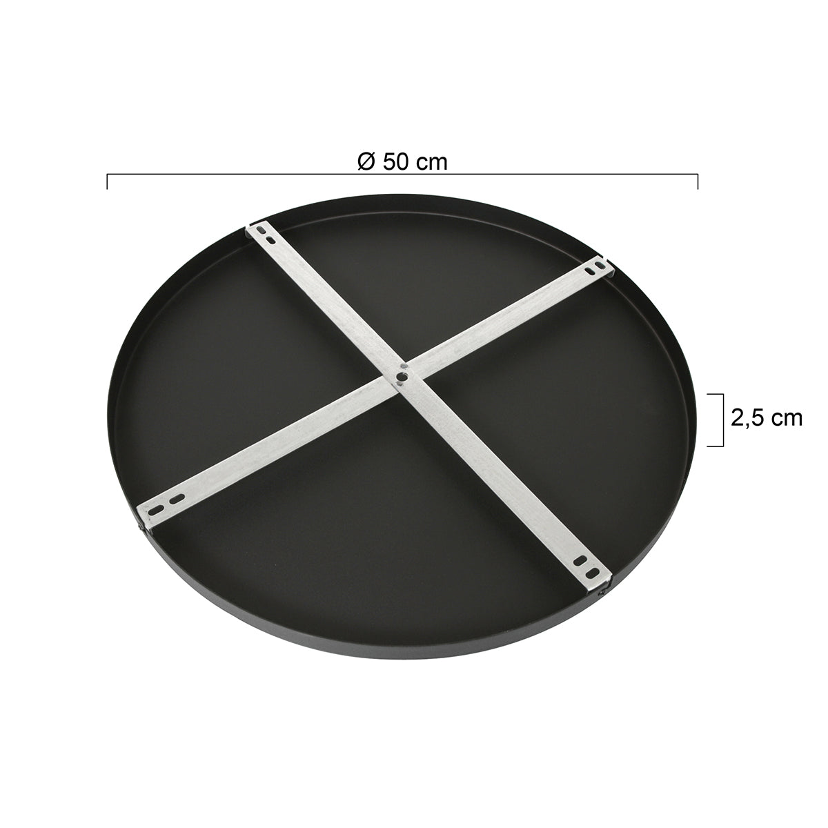 Round Ceiling Baseplate Black 50cm - 5 pin holes