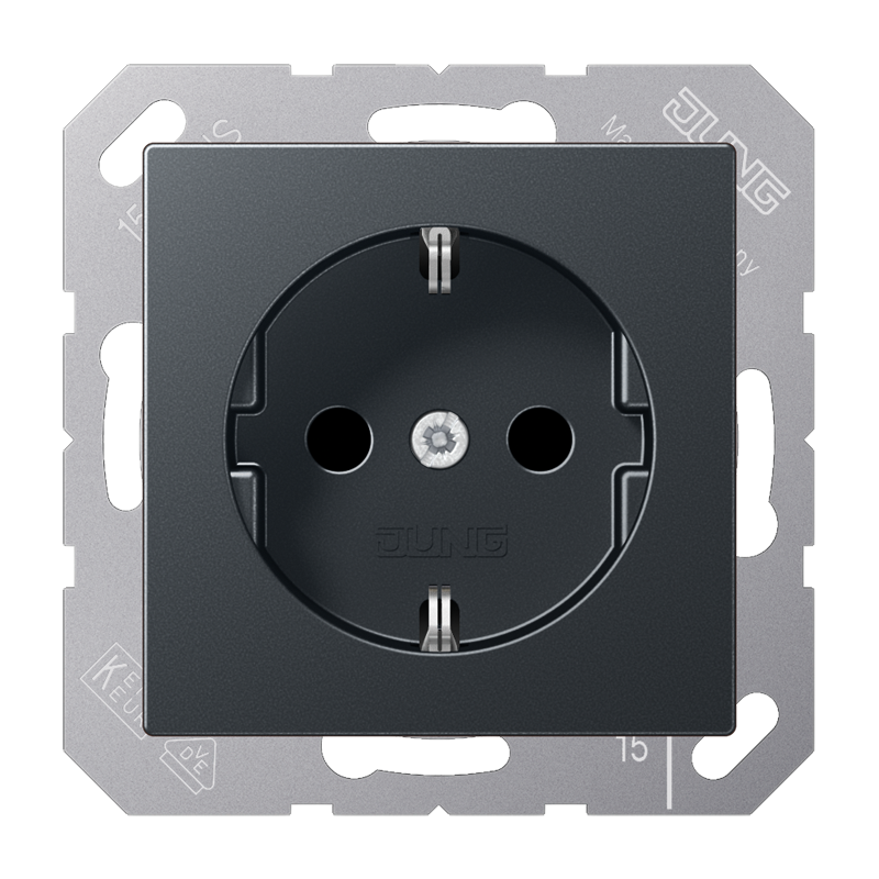 JUNG A500 stopcontact met randaarde slagvast antraciet