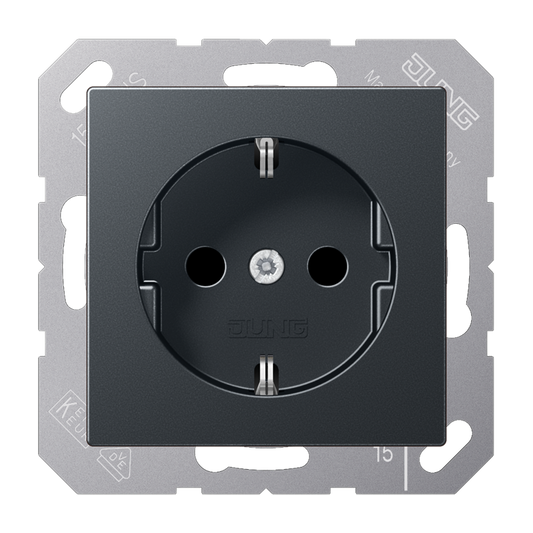 JUNG A500 stopcontact met randaarde slagvast antraciet