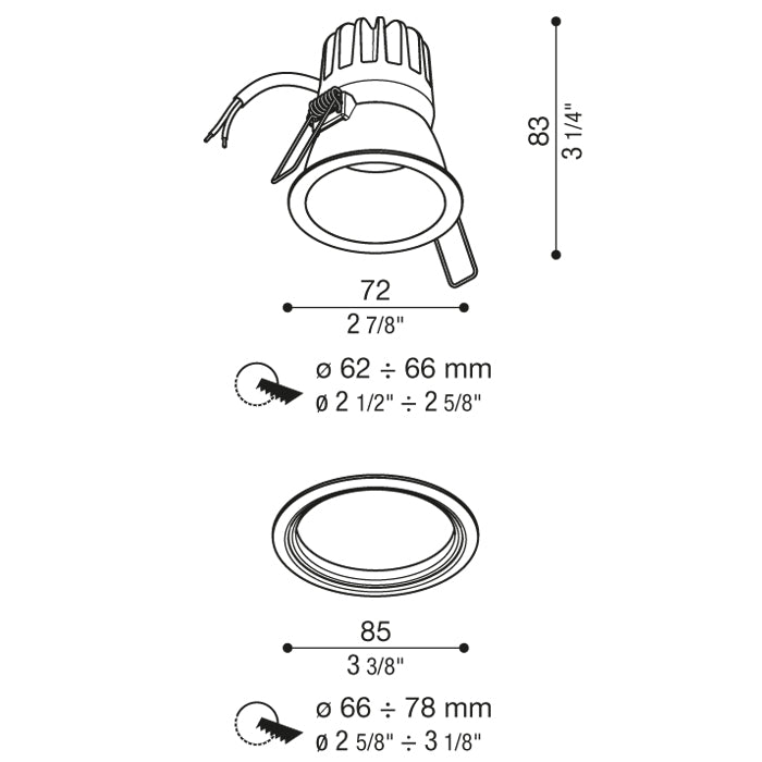 POP60T - Dim2Warm - 500mA - 20graden optiek - Warmwit - IP65 - Zwart - Externe driver