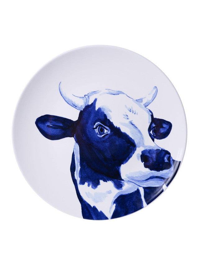 Heinen delftsblauw wandbord koe