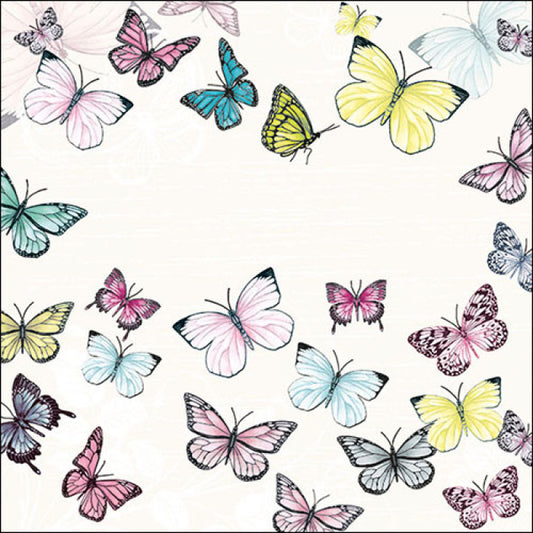 servetten butterflies white 33x33